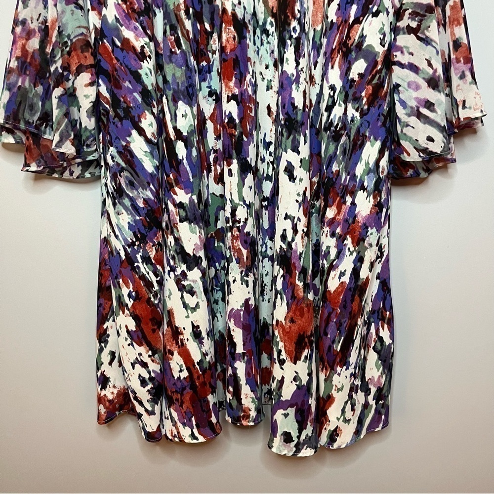 Anthropologie Paper Crown Endora Half Length Bell Sleeve Abstract Mini Dress S - Picture 5 of 16